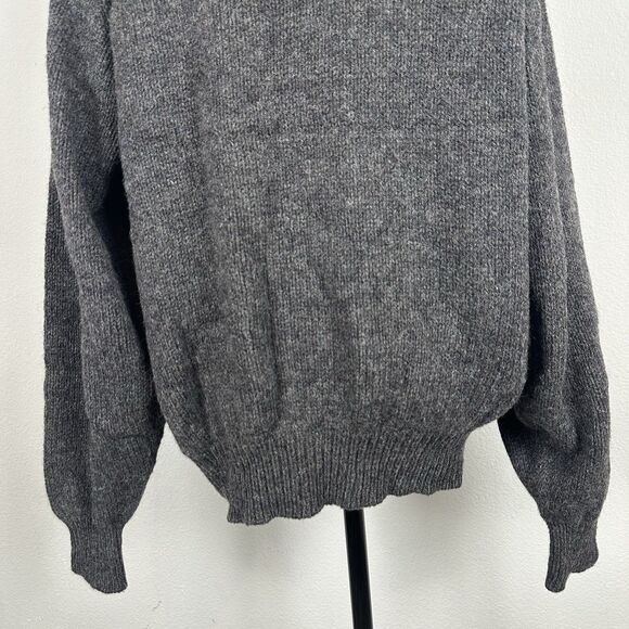 Lands End Knit Henley Sweater Mens XL Grey Wool Blend Henley USA Made Vintage - Picture 11 of 13